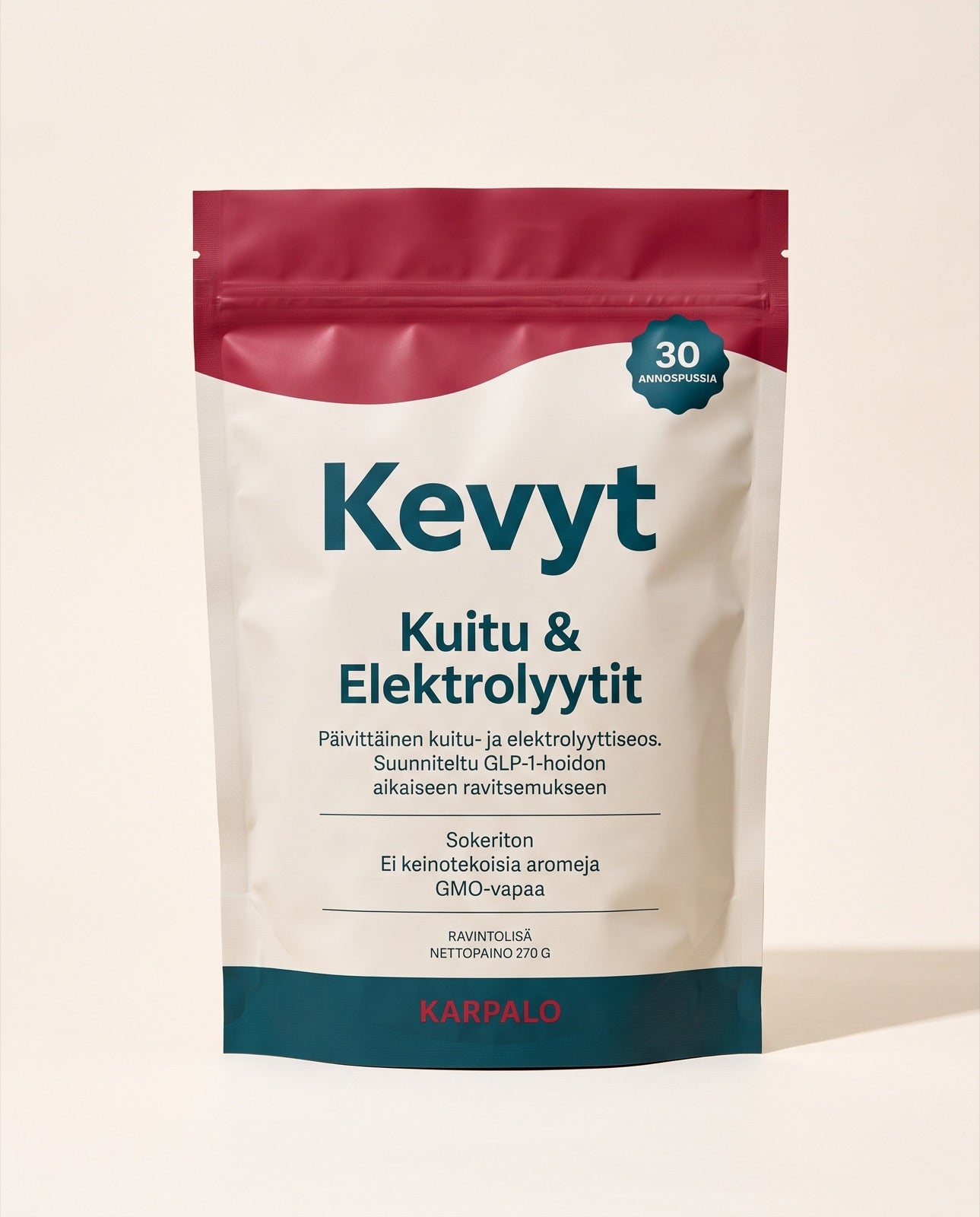 Kevyt Kuitu ja Elektrolyytit 30 päivän pussi, karpalo